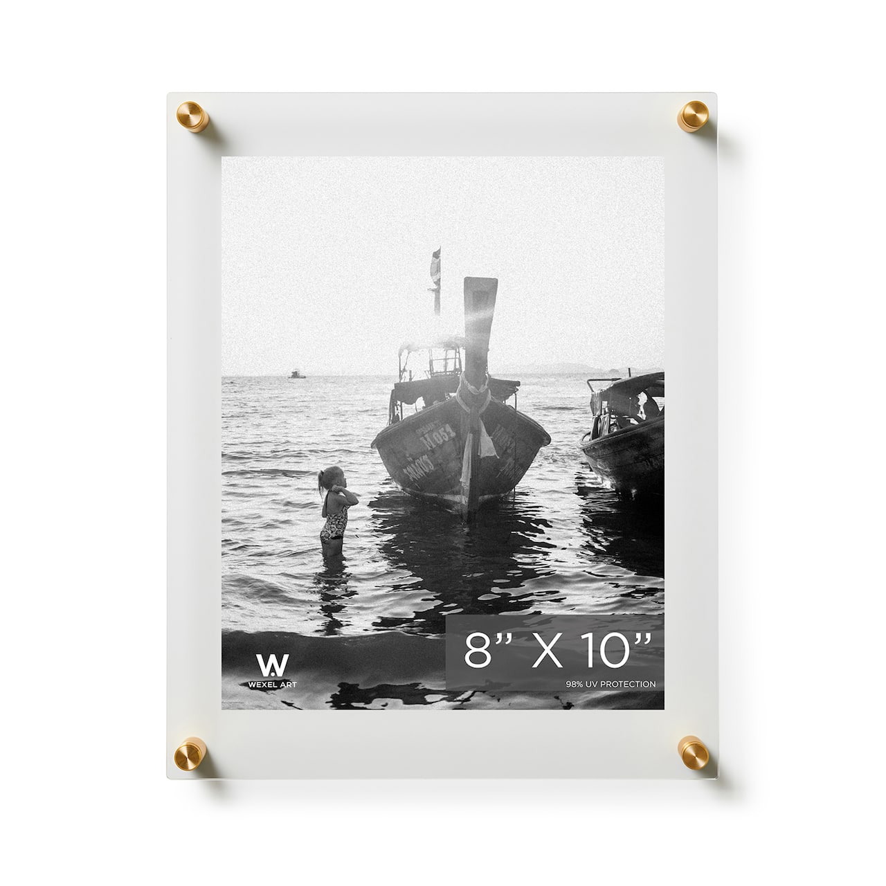 Wexel Art Double Panel Clear Acrylic Floating Wall Frame with Gold Hardware
